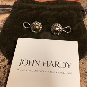 John Hardy sterling and 18k gold button earrings